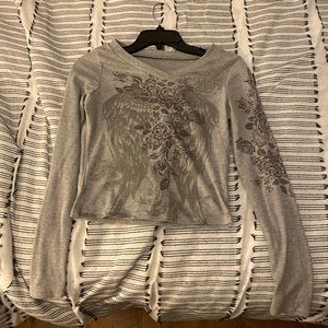 Gray Long sleeve crop top